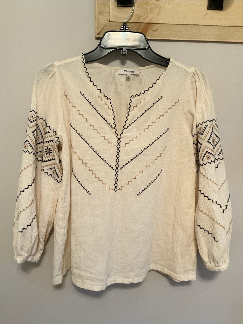 Madewell Embroidered Relaxed Fit Peasant Top